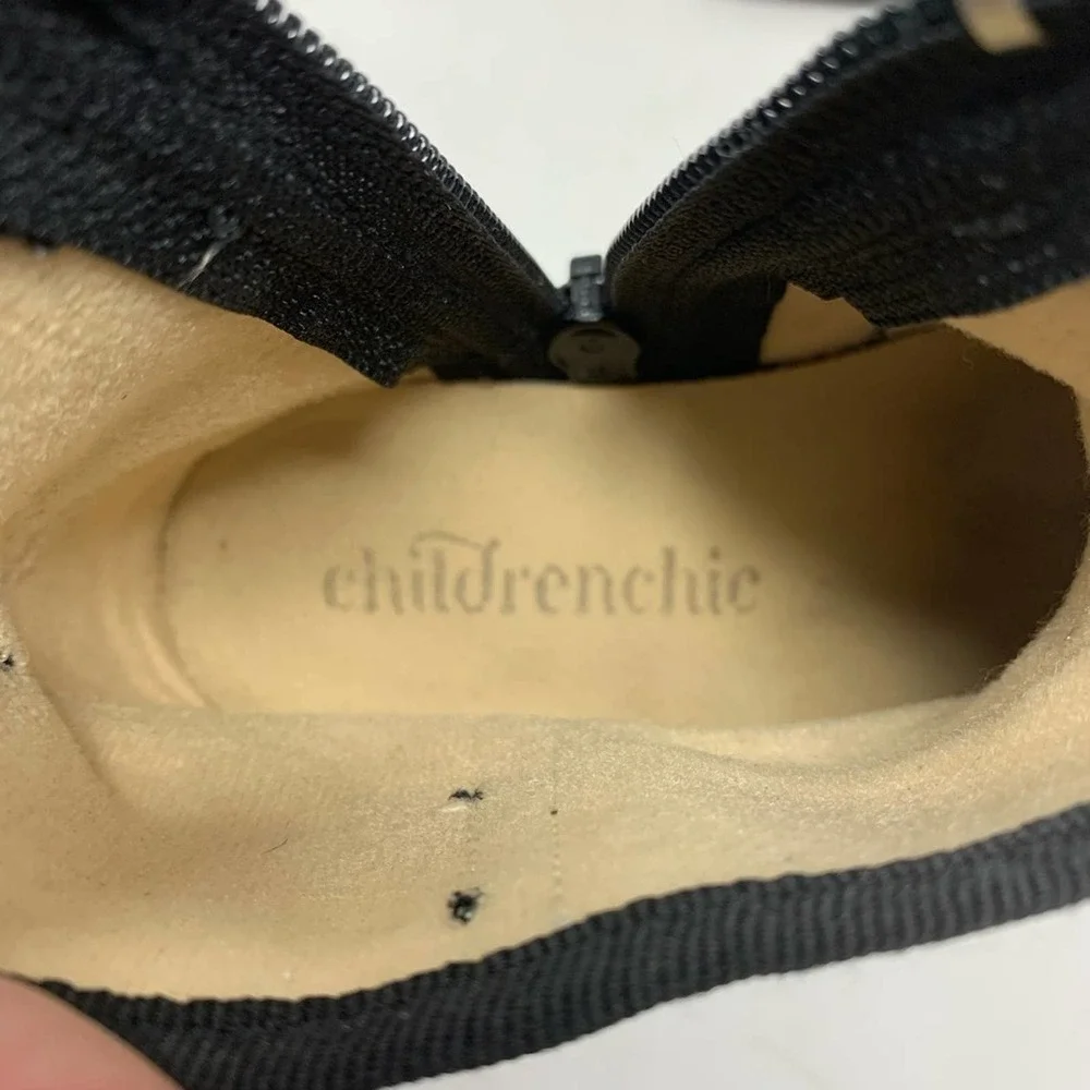 Childrenchic black suede bootie‎ gold bow 24 / 7.5